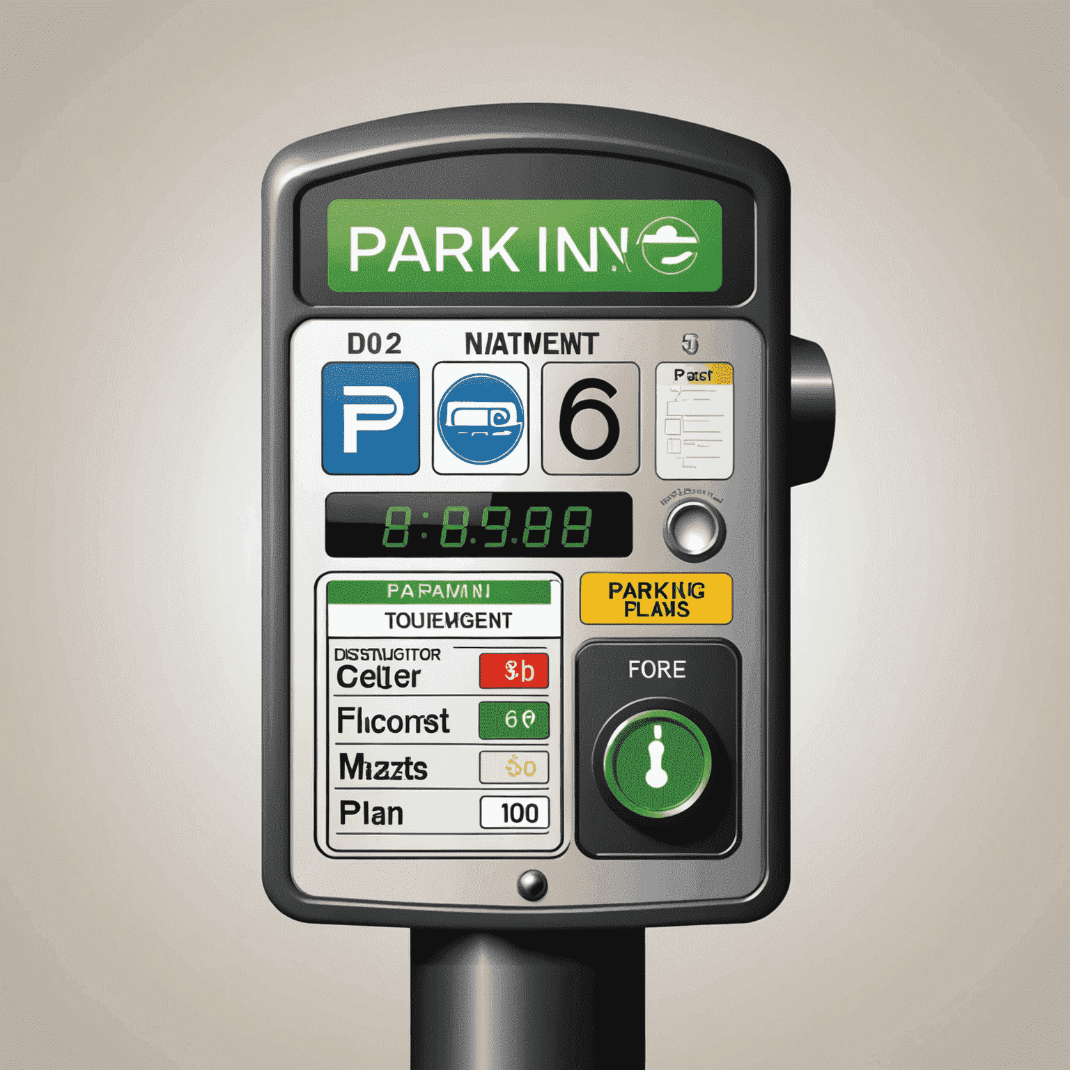 Illustration of a parking meter with different payment plans